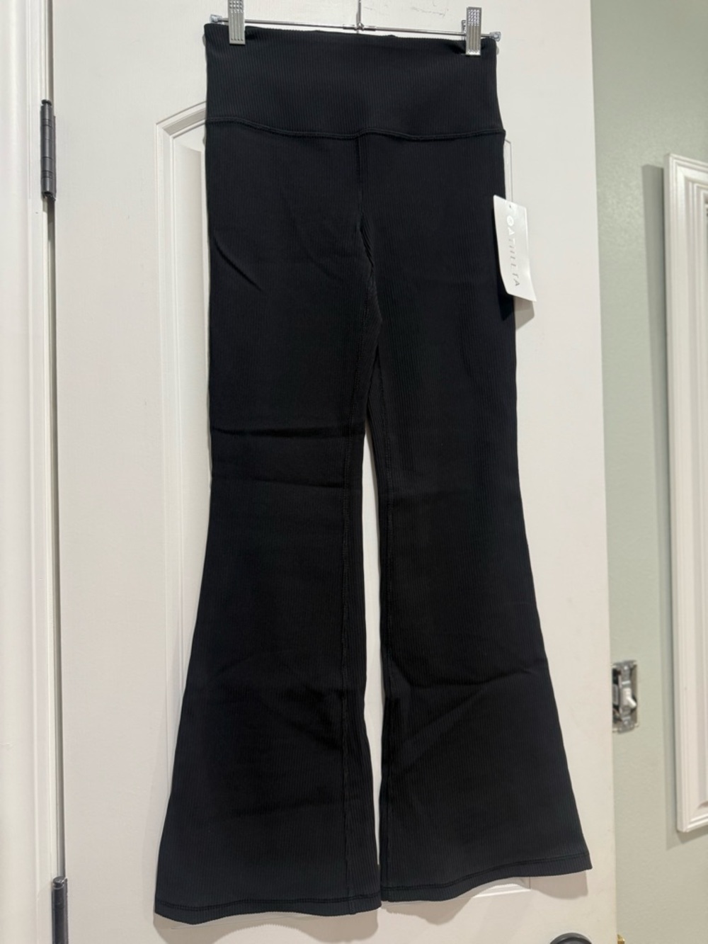 Athleta Black Ribbed Flare Leggings